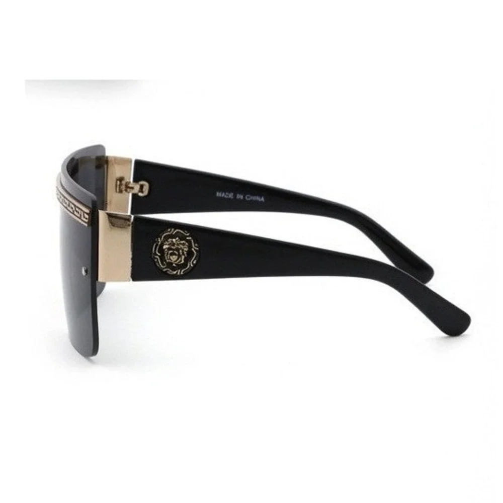 Men Sunglasses Festival, Cyber, Steampunk Retro Designer Look Gold Trim, Rimless